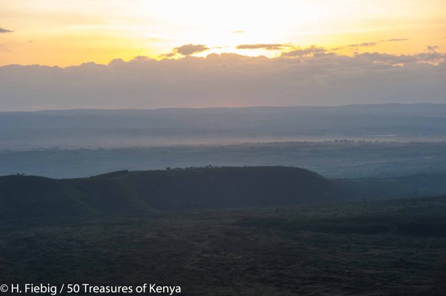 View into Menengai Crater at sunset.