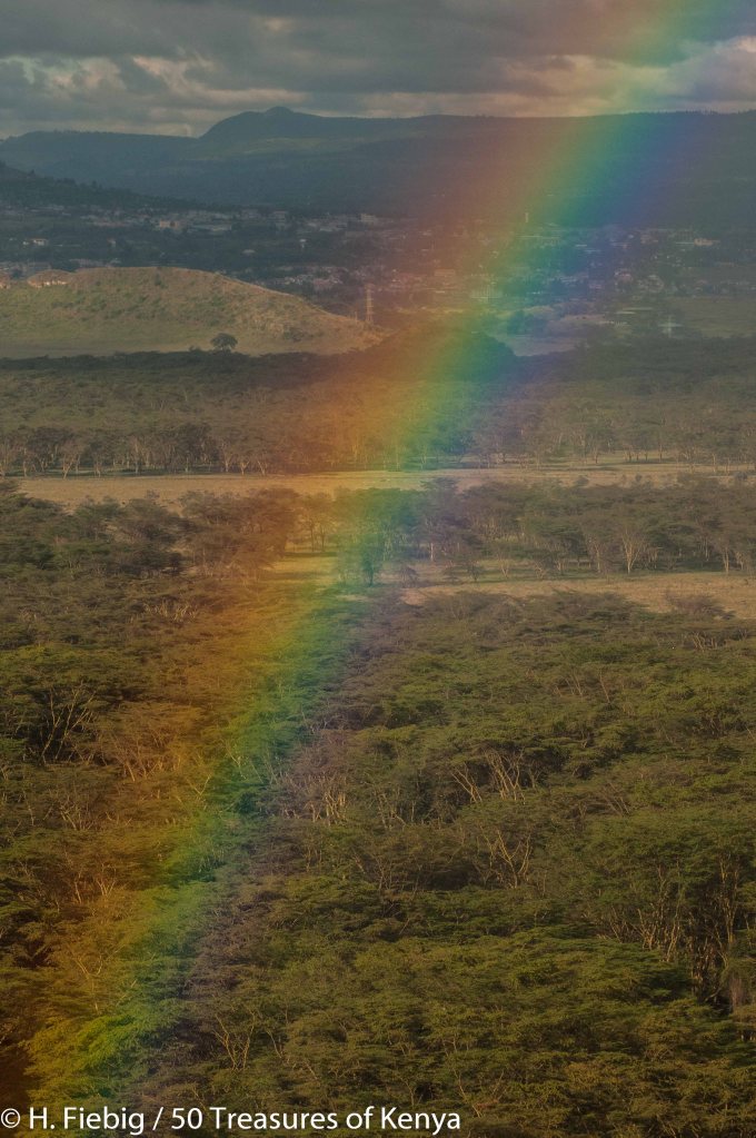 Rainbow over Lake Nakuru National Park.