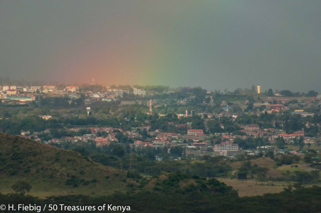 Rainbow over Lake Nakuru town.
